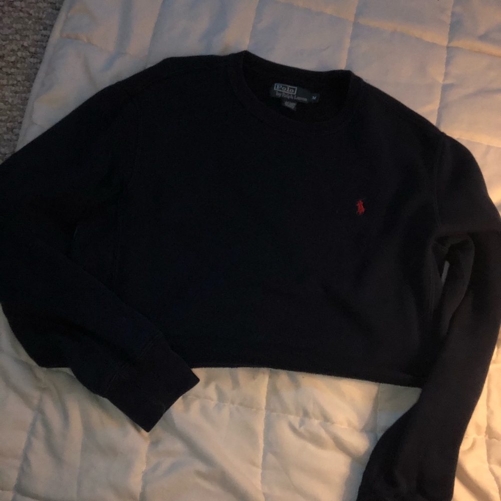 Cropped Navy Polo Crewneck